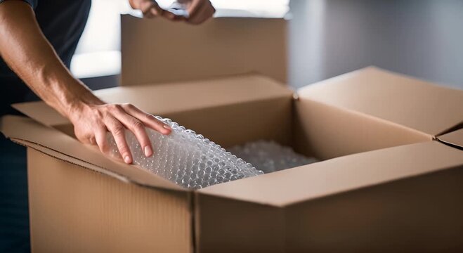 Bubble wrap in a shipping package.
