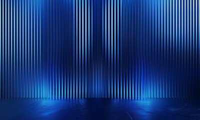 A blue background, abstract vertical blue background, corrugated texture . A panel with luxury aesthetic backdrop, with acryl sheet material. 