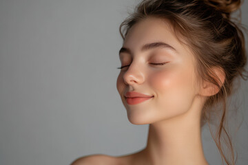 Fototapeta premium A close up of a girl's face with her eyes closed