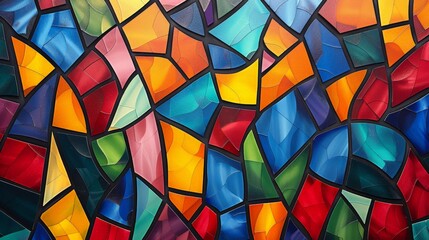 Colorful mosaic pattern with geometric shapes and bright hues