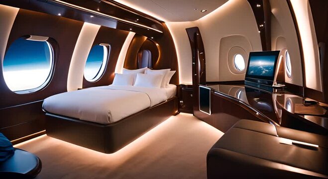 Bedroom on a private jet.