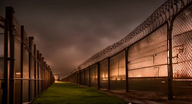 Security fences in a prison.