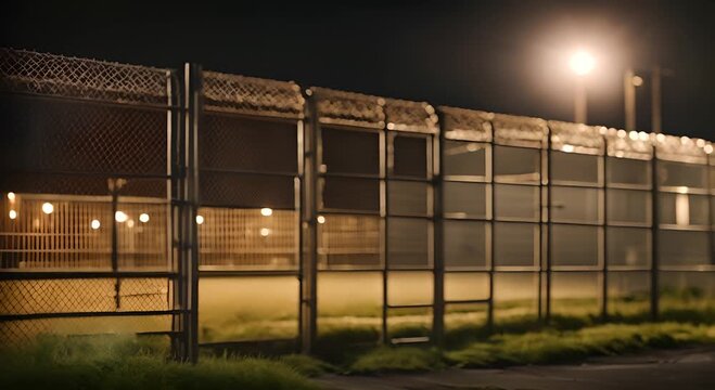 Security fences in a prison.