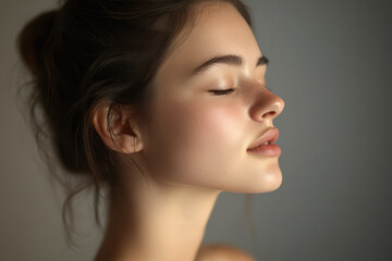 Fototapeta premium A close up of a girl's face with her eyes closed