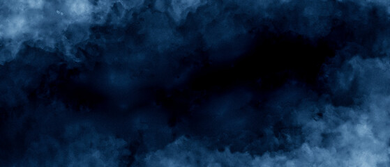 Black and blue color abstract clouds painting