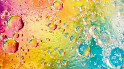 An eye-catching image featuring numerous water droplets scattered across a multi-colored textured background, illustrating a seamless blend of art and nature.
