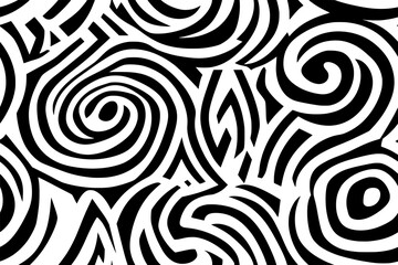 Obraz premium Overlapping wavy lines forming concentric circles, interspersed with diamond shapes and linear segments throughout, seamless pattern vector
