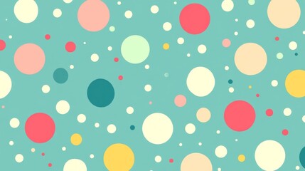 Abstract Pattern of Colorful Circles on a Teal Background