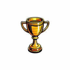 Isometric flat icon of a golden trophy cup with a 3D vector design.