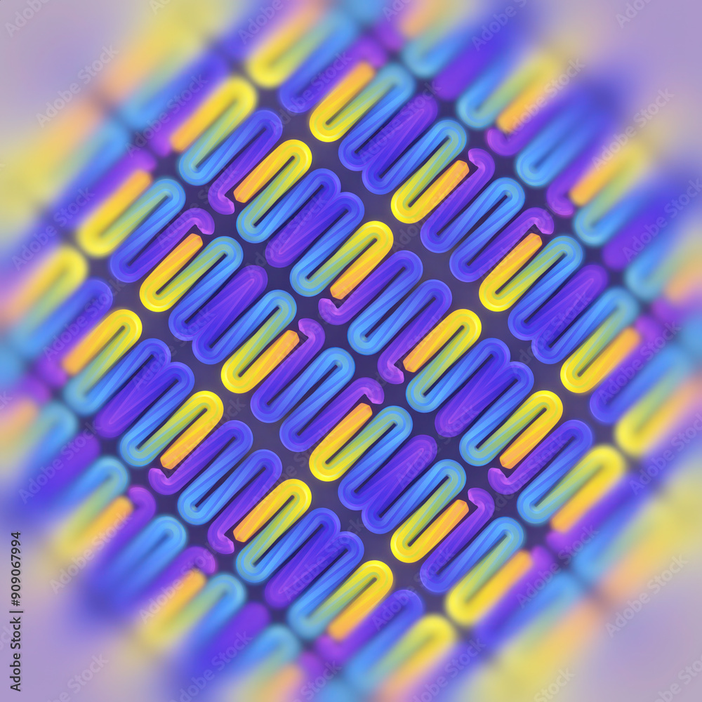 Aufkleber Illustration of a wavy pattern with a bright color gradient. 3d rendering