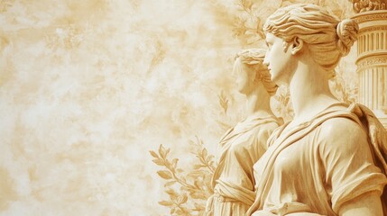 Naklejka premium A classic marble sculpture of a woman with a soft, dreamy reflection, ideal for artistic and decorative purposes.