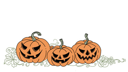 pair of pumpkins in the garden. Pumpkin Set icons. Helloween autumn holiday. Pumpkin vector illustration isolated on white background. Pumpkin Halloween cartoon illustration.	