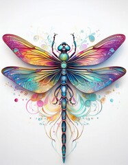 Obraz premium Psychadelic theme Dragonfly. Spirit Animal totem guide illustration
