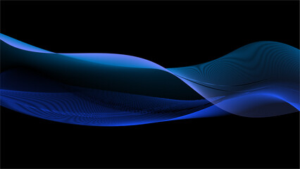 Blue abstract glowing wave on a black background. Dynamic waves. Vector illustration. Blue Abstract Wave on Black Background Illustration

