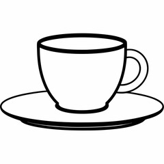 tea cup plate   Silhouette Vector illustration 