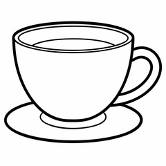 tea in a cup line art  Silhouette Vector illustration