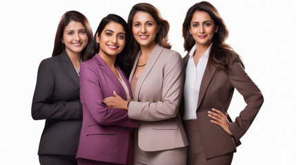 a group of corporate women standing on white background