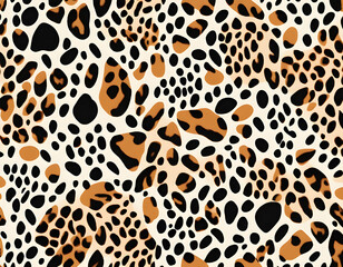 Leo seamless pattern. Random placed, abstract multi colored shapes, wildcat skin imitate. 