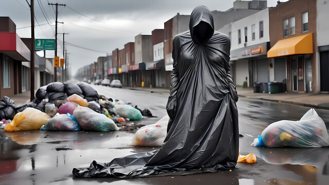 Verwahrlosung, Leben im M&uuml;ll, Abstrakt dargestellt, Abfall, Obdachlos, anonym, Armut