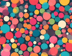Sweet colorful round shapes. Multicolored polka dot seamless pattern. Vector template for design.
