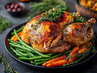 Roasted Chicken with Green Beans and Carrots