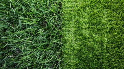 A comparison of artificial grass and natural grass side by side