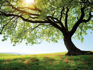 Fototapeta premium Assess tree health: Ensure trees are healthy enough to move, Freshness and Renewal Greens,Art Nouveau,Abstract,Blog Post Illustrations,, ,