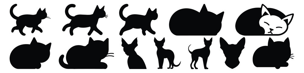 Cat silhouette set vector design big pack of illustration and icon