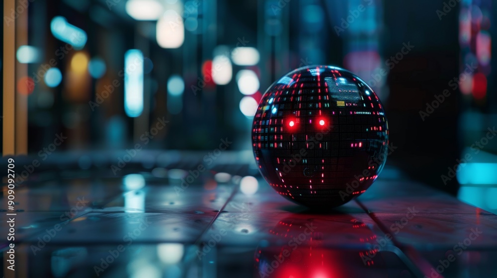 Wall mural artificial intelligence banner round ball with ai text in cyberspace realistic photo