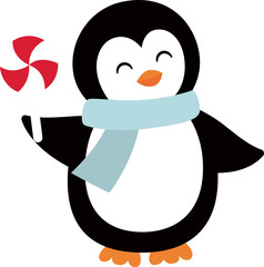 Cute Christmas penguin vector.
Isolated flat style christmas penguin svg