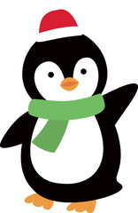 Cute Christmas penguin vector.
Isolated flat style christmas penguin svg