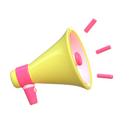 3d cute yellow megaphone