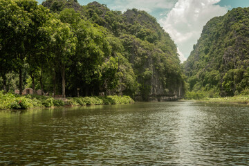 river landscape of Tam Coc-Bich Dong  in Ninh Binh Province in Vietnam