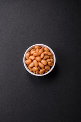 Delicious nutritious canned beans in tomato, with salt and spices