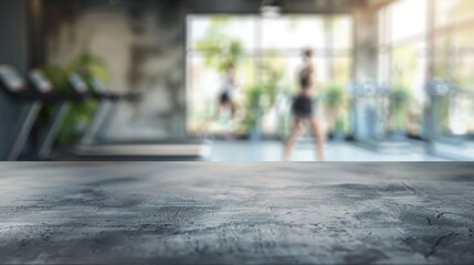 Grey Concrete Surface with Blurred Background of a Gym