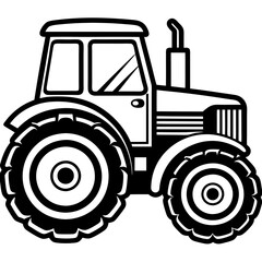 Tractor silhouette icon vector illustration,with black old tractor on white background