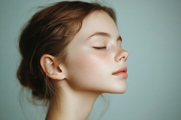 Fototapeta premium A close up of a girl's face with her eyes closed