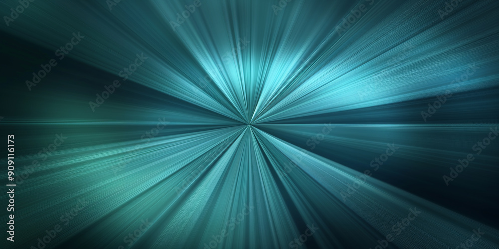 Poster abstract light speed background with turquoise blue rays converging