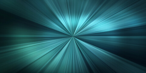 Abstract light speed background with turquoise blue rays converging
