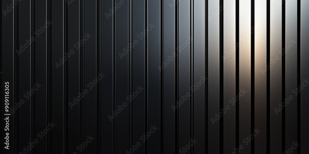 Poster Black metal fence texture creating a pattern with light shining through