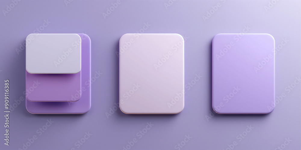 Aufkleber three rounded square user interface buttons on a pastel purple background