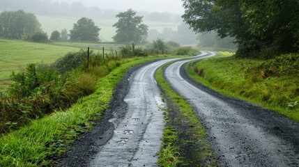 Footpath crossing a small rural road