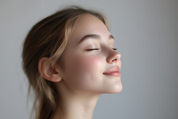 Fototapeta premium A close up of a girl's face with her eyes closed