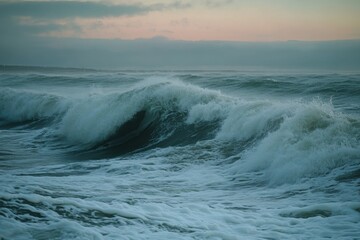 Fototapeta premium Crashing ocean waves seascape, with copy space