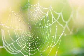 Naklejka premium Dewdrops on spider web, with copy space
