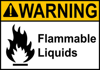 Fire sign. Flammable combustible materials. Fuel fire hazard. Do not smoke near diesel, petrol, gas. Warning of fire hazard and the need to observe safety measures. Flammable materials work area.