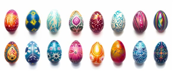 Colorful Hand-Painted Easter Eggs Displayed in a Creative Arrangement for Spring Celebrations