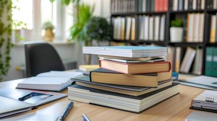 Social science textbooks and academic journals neatly arranged on a desk