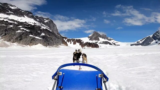 Dog Sledding video on a glacier in Alaska