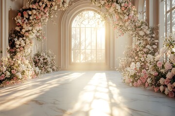 wedding background vintage castle wall generative AI